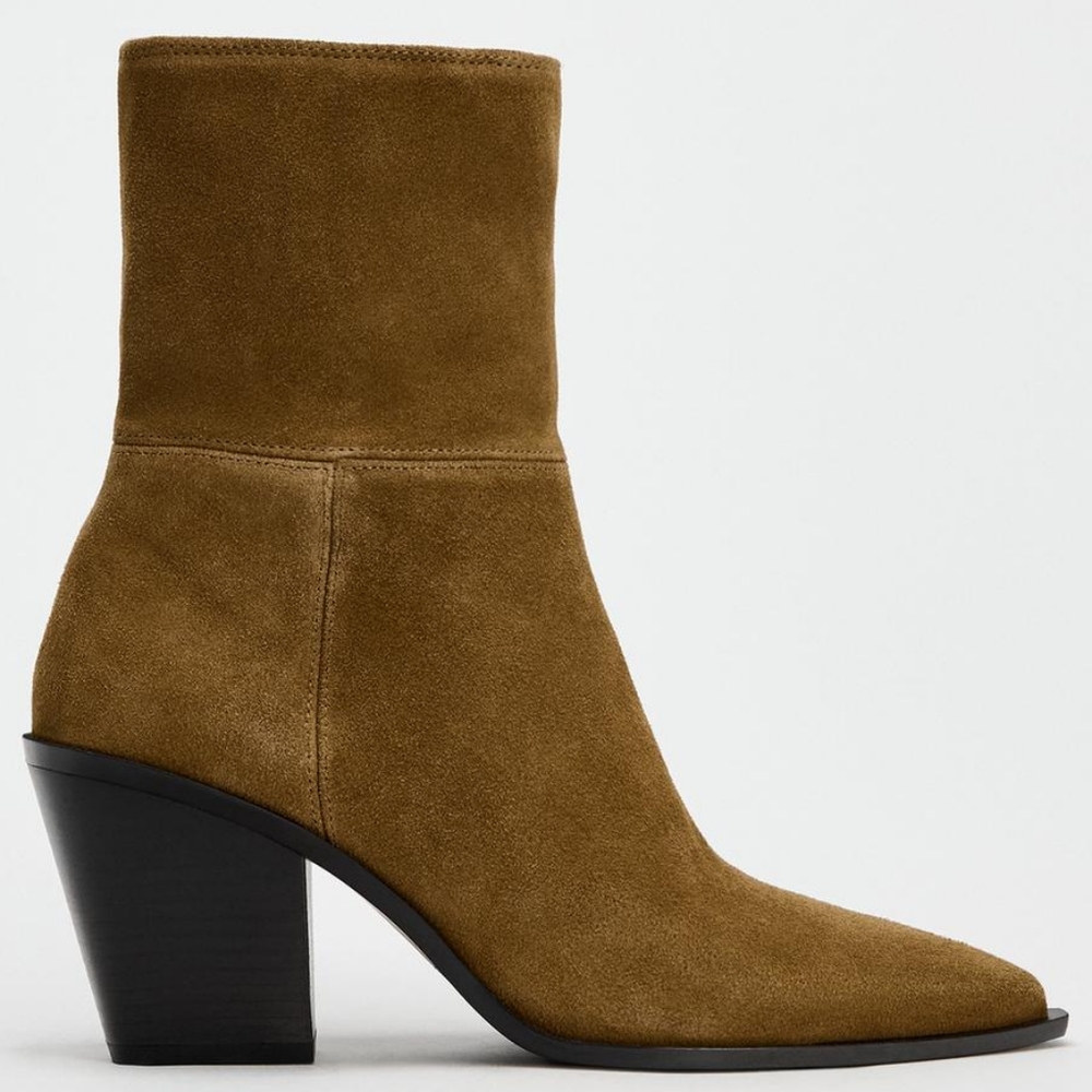 ZARA Split Leather Ankle Boots NWT 36.